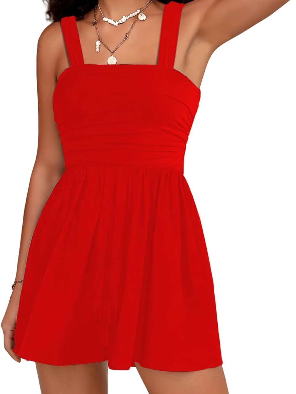 ❤️ Red Square-Neck Romper with Wide Straps ❤️